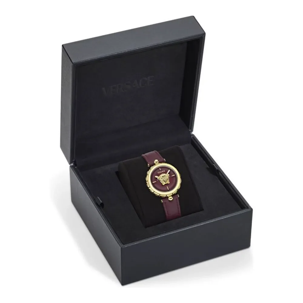 Versace Medusa Jewel Leather Watch Gold Womens
